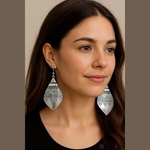 Silver Geometric Earrings Set | Boho Dangle & Minimalist Studs
